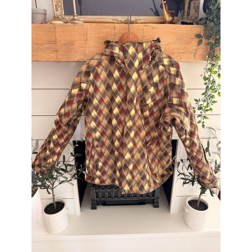 The North Face Womens Hooded Soft Shell Ski Snowboard Jacket Checkered Size L